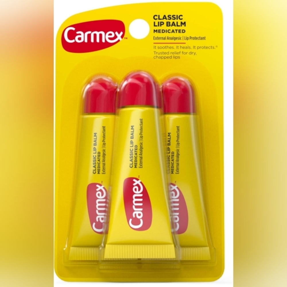 Carmex Classic Medicated Lip Balm External Analgesic 3 Count One Pack of 3